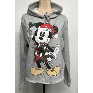 DISNEY Mickey Mouse Christmas Hoodie Jacket XXL Sweatshirt Holiday Santa